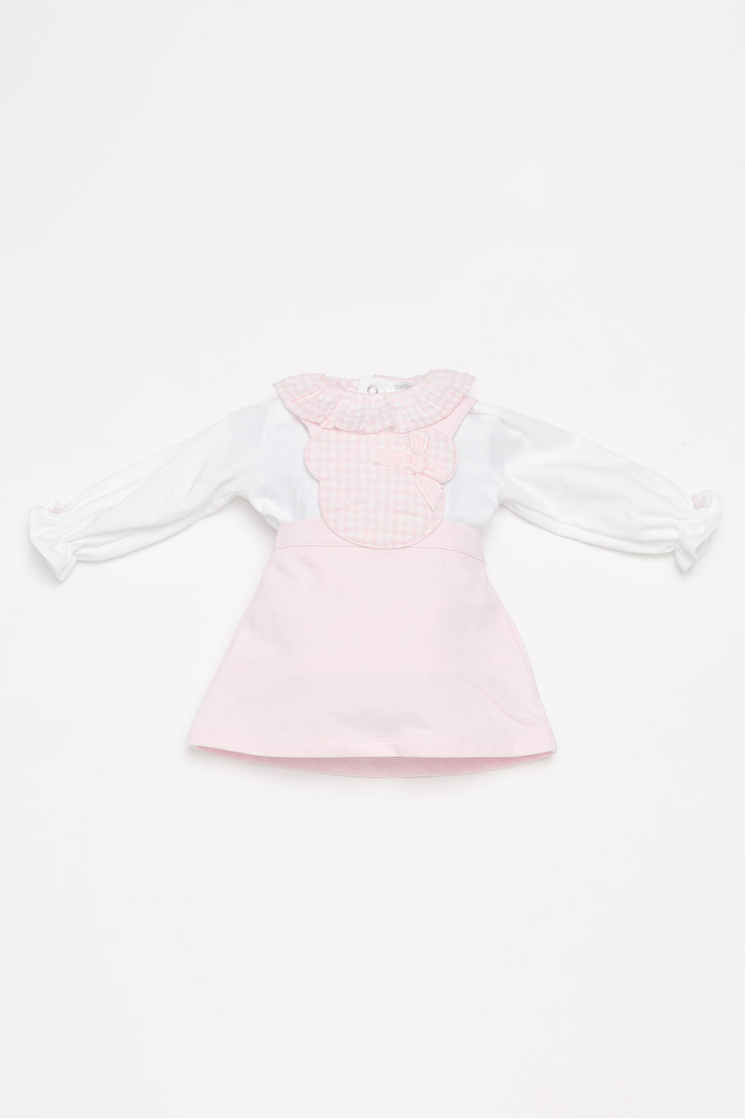Deolinda "Primrose" Pink Teddy Bear Pinafore Dress Set | Millie and John