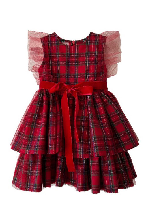 Phi "Avril" Red Tartan Tulle Dress | Millie and John