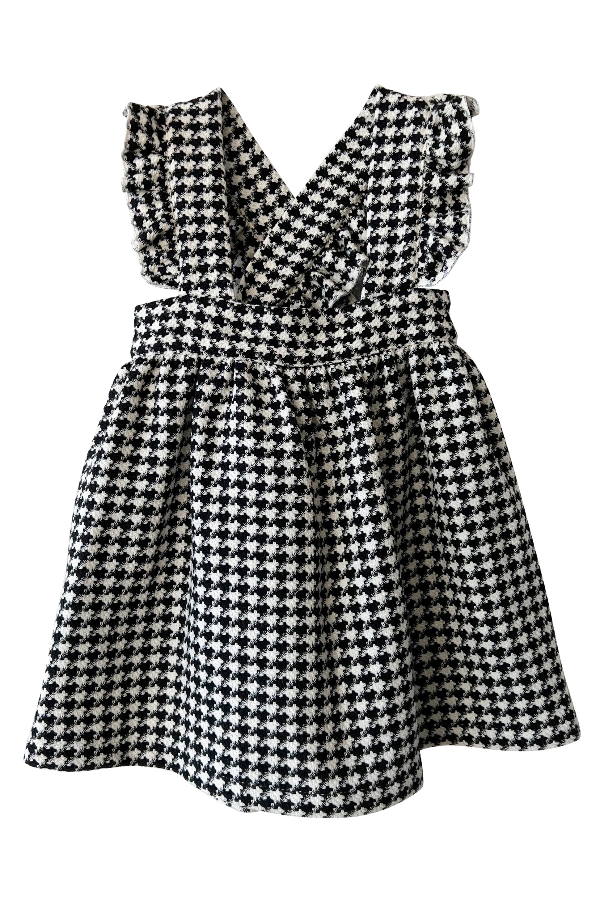 Black and white check pinafore best sale