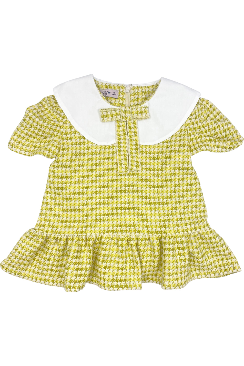 Phi "Blair" Green & Yellow Houndstooth Dress | Millie and John
