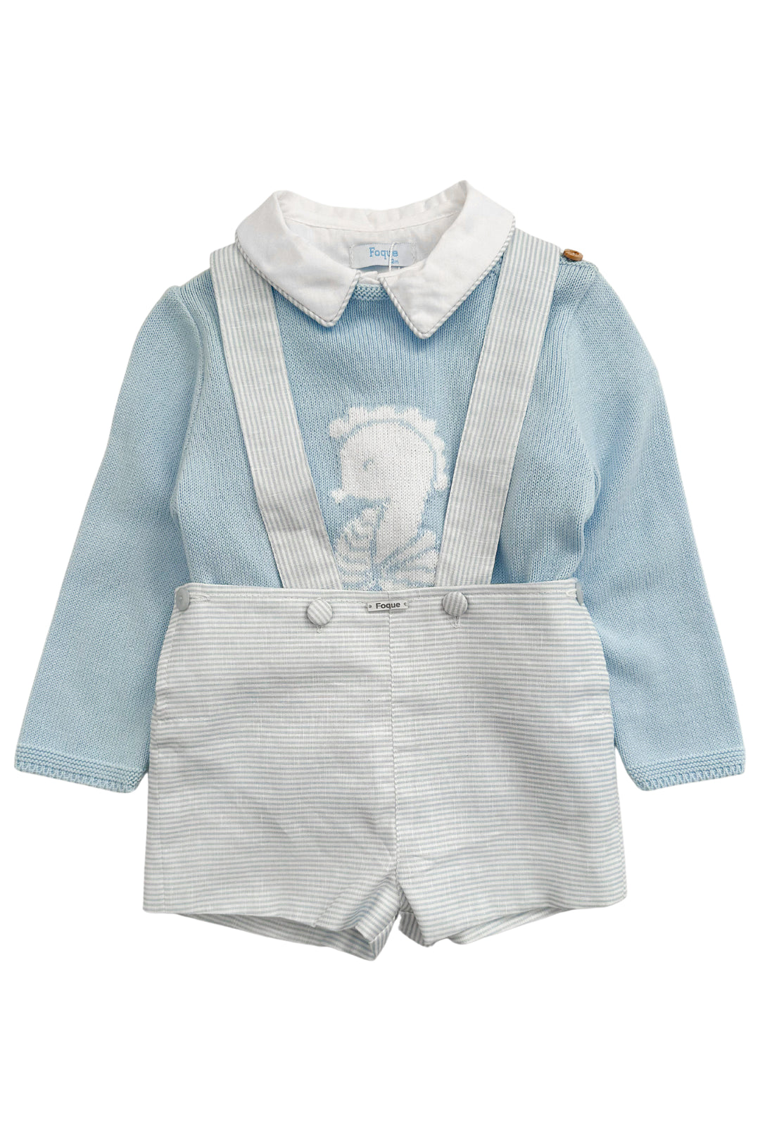 Foque "Beau" Blue Knit Seahorse Jumper, Shirt & Shorts | Millie and John