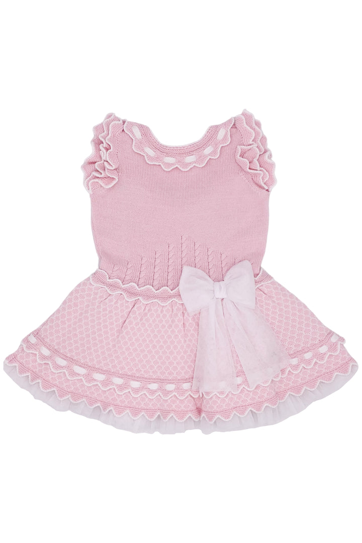 Rahigo "Cora" Baby Pink Knit Drop Waist Dress | Millie and John