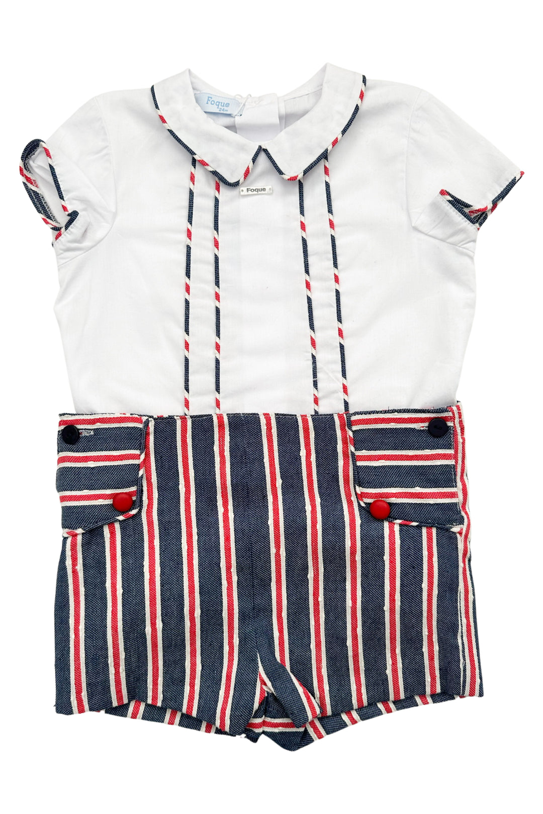 Foque PREORDER "Oliver" Navy & Red Striped Shirt & Shorts | Millie and John