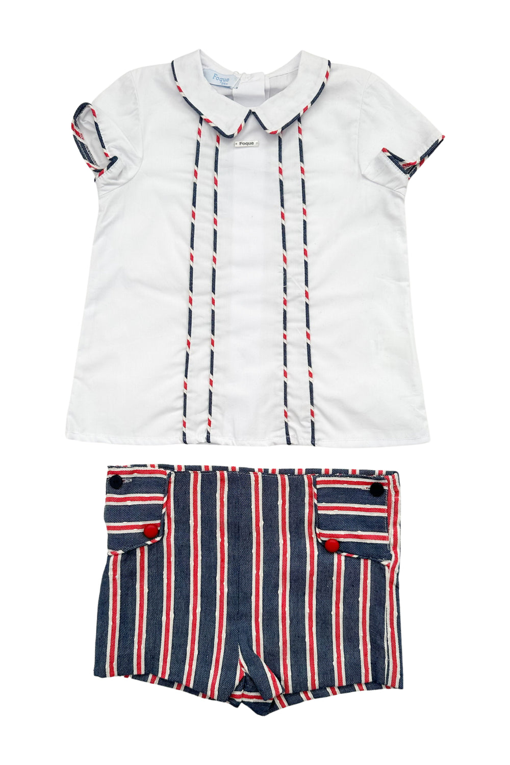 Foque PREORDER "Oliver" Navy & Red Striped Shirt & Shorts | Millie and John