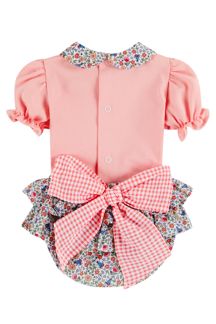 Deolinda "Georgiana" Coral Floral Blouse & Bloomers | Millie and John