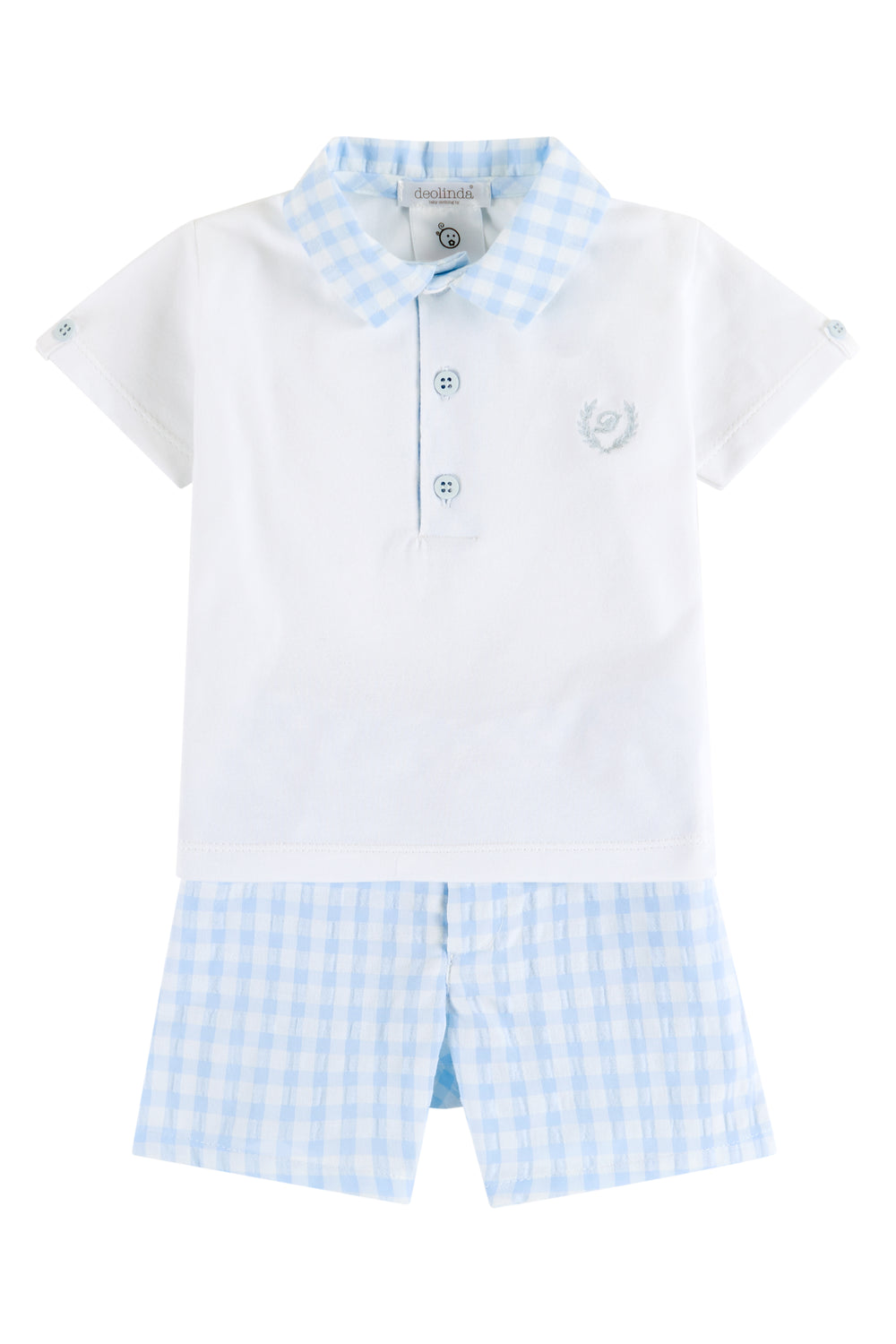 Deolinda "Hudson" Blue Gingham Polo Shirt & Shorts | Millie and John