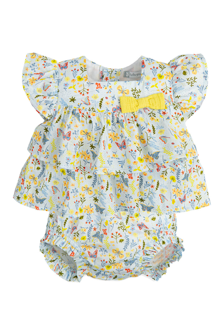 Tutto Piccolo "Carmen" Blue & Yellow Floral Blouse & Bloomers | Millie and John