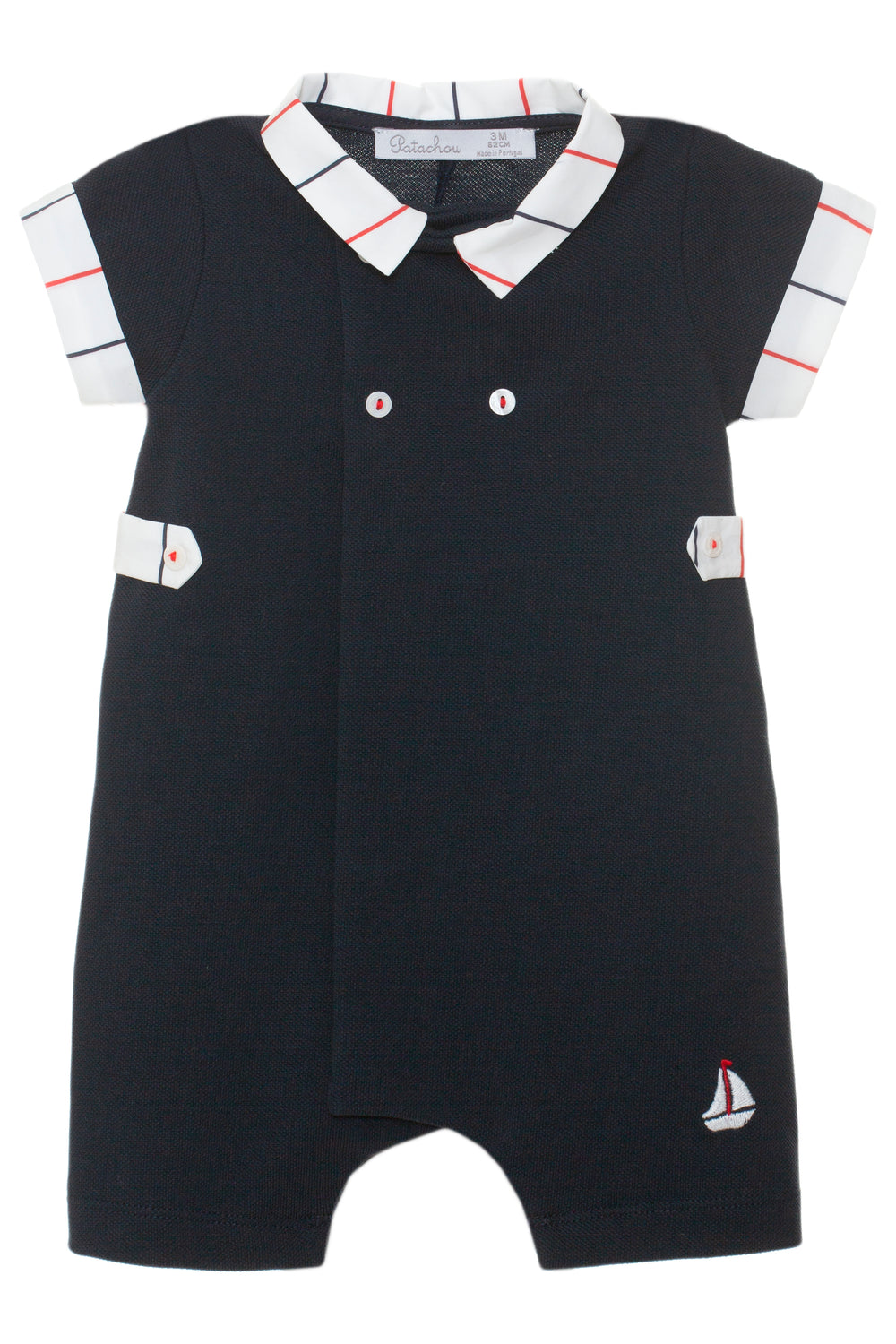 Patachou "Carter" Navy Polo Romper | Millie and John