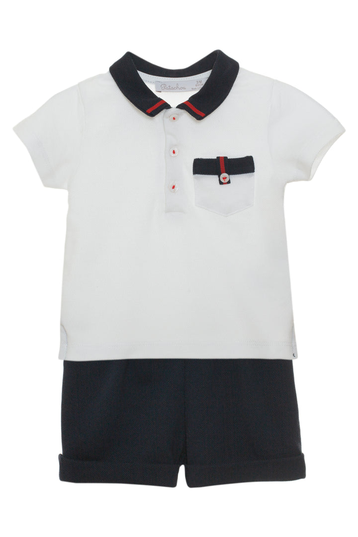 Patachou "Lawson" Navy & Red Polo Shirt & Shorts | Millie and John