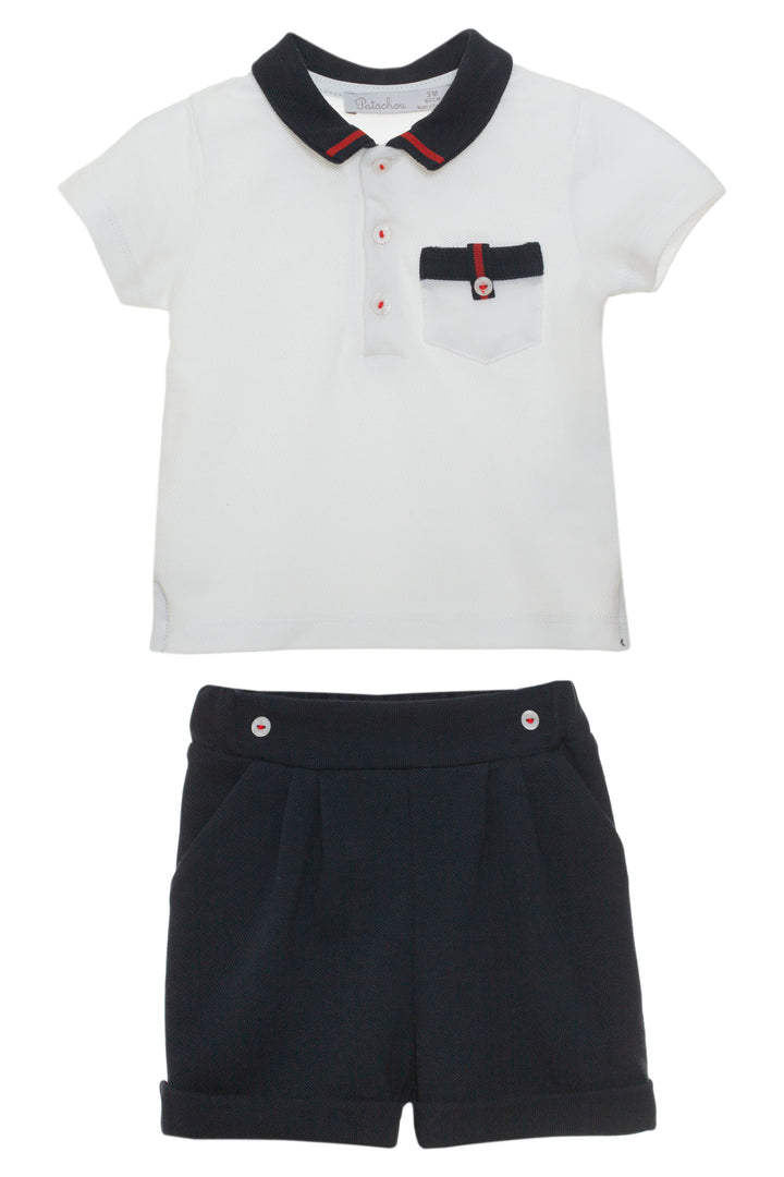 Patachou "Lawson" Navy & Red Polo Shirt & Shorts | Millie and John