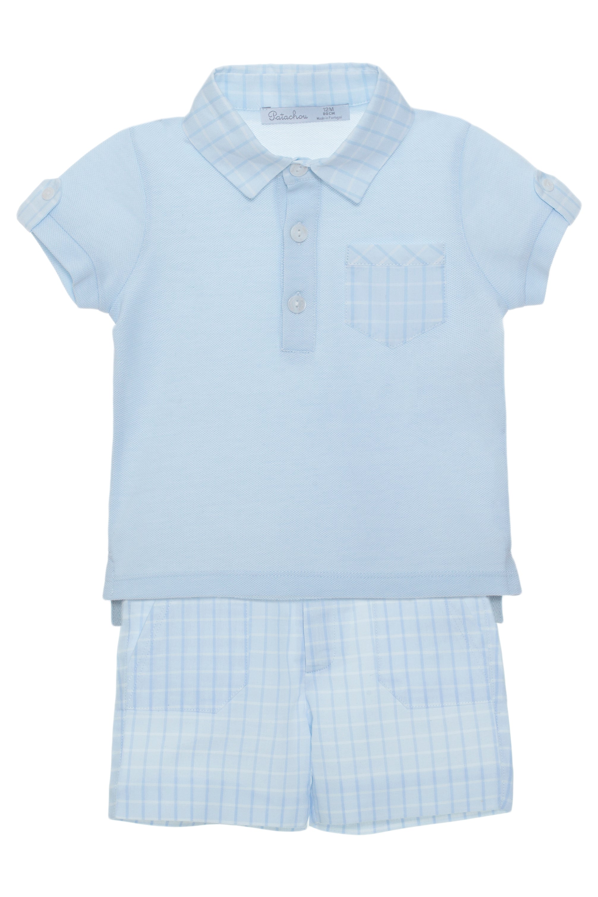 Patachou linen shorts and shirt set - Blue