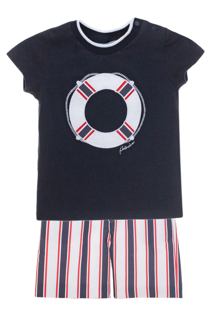 Patachou "Preston" Navy T-Shirt & Striped Shorts | Millie and John