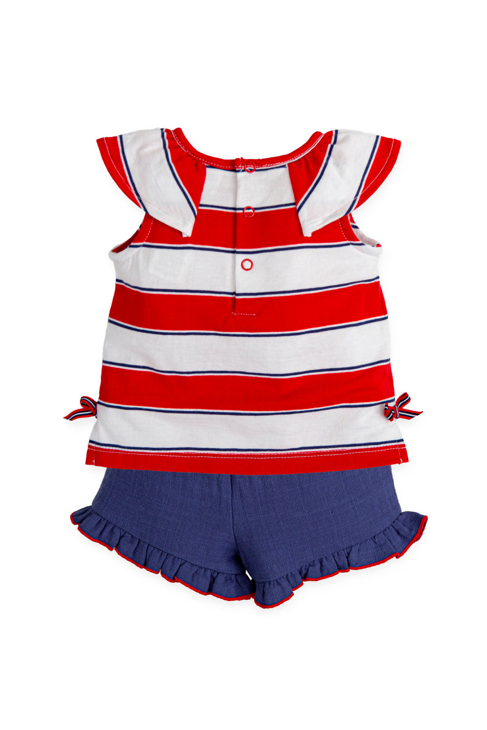 Tutto Piccolo "Nessa" Red & Navy Striped Blouse & Shorts | Millie and John