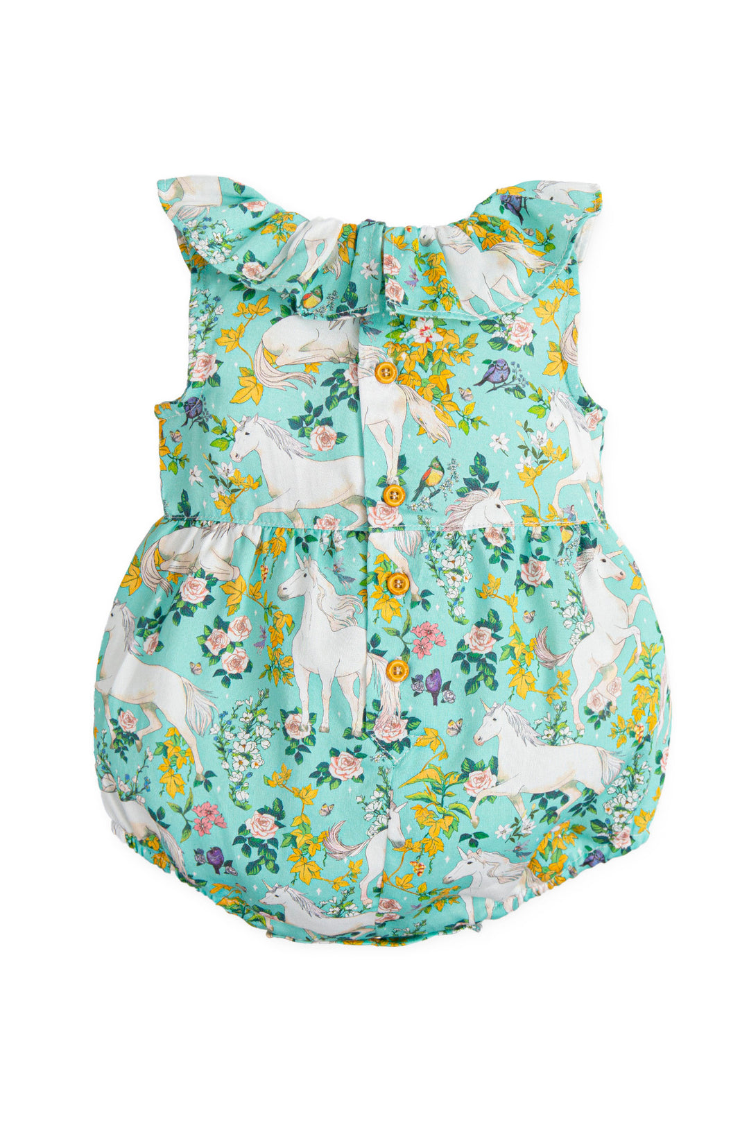 Tutto Piccolo "Elspeth" Turquoise Unicorn Print Romper | Millie and John