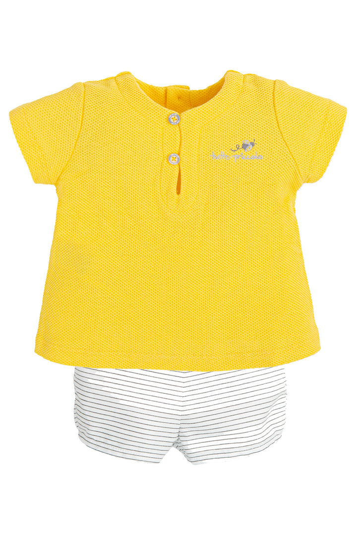 Tutto Piccolo "Julius" Yellow Top & Striped Jam Pants | Millie and John