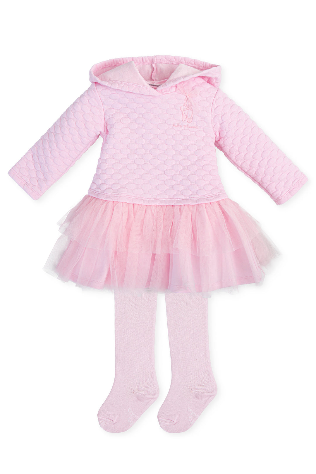Tutto Piccolo "Adeline" Pink Tutu Hoodie Dress & Tights | Millie and John