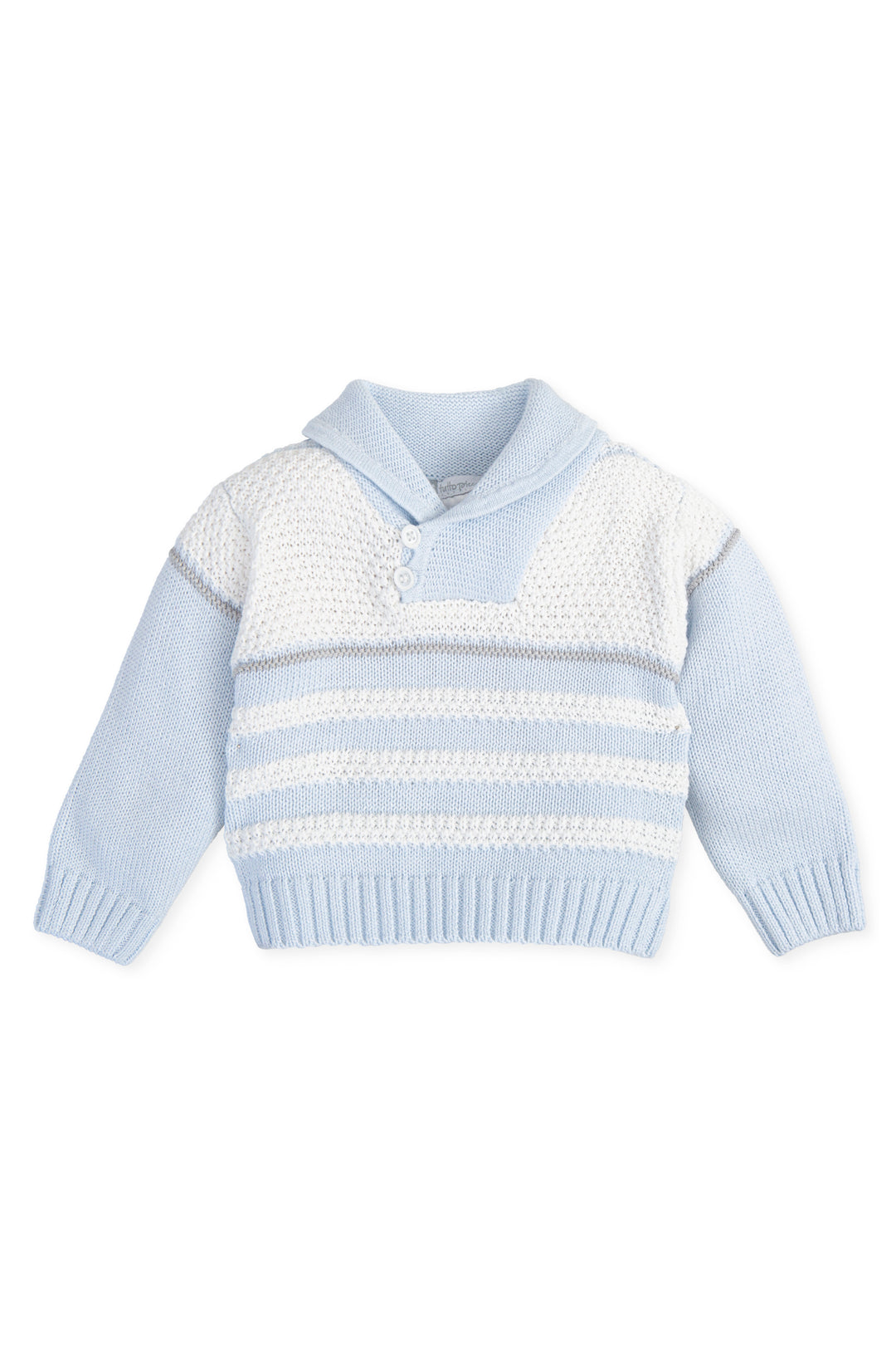 Tutto Piccolo "Alexander" Blue & White Striped Knit Jumper | Millie and John