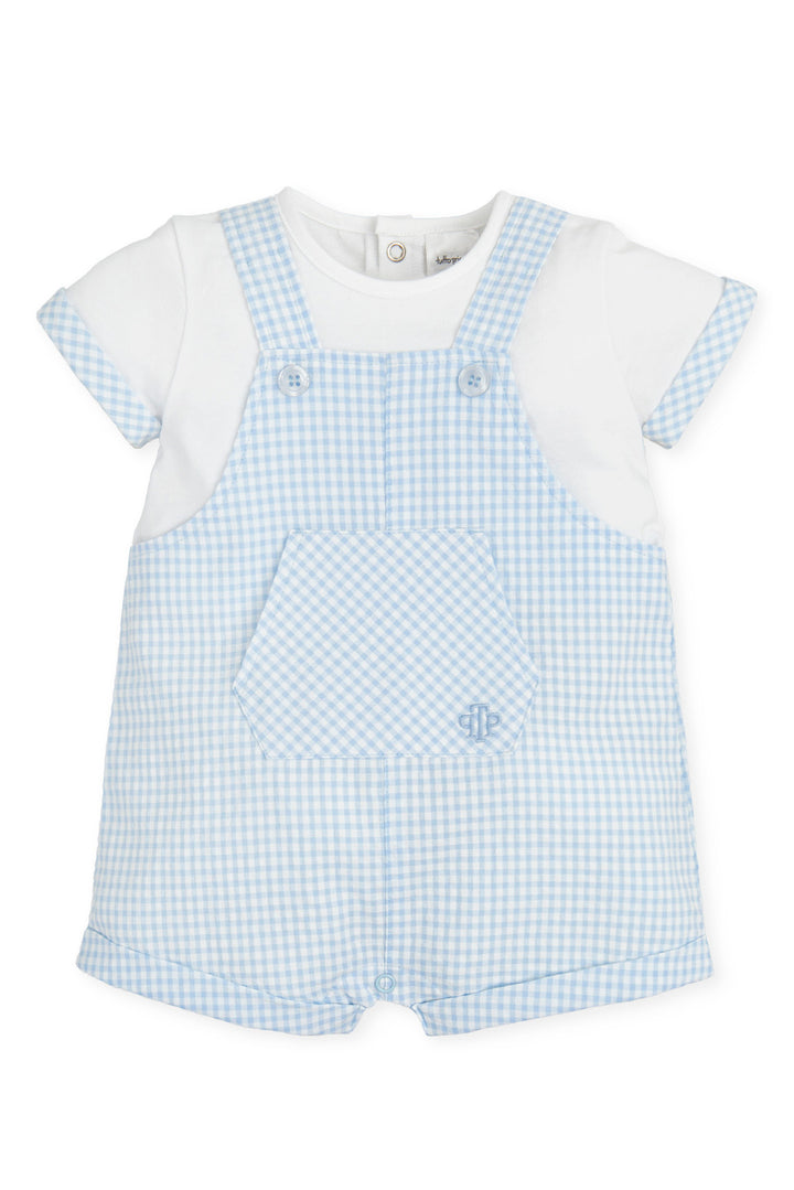 Tutto Piccolo "Amias" Blue Gingham Dungaree Romper | Millie and John