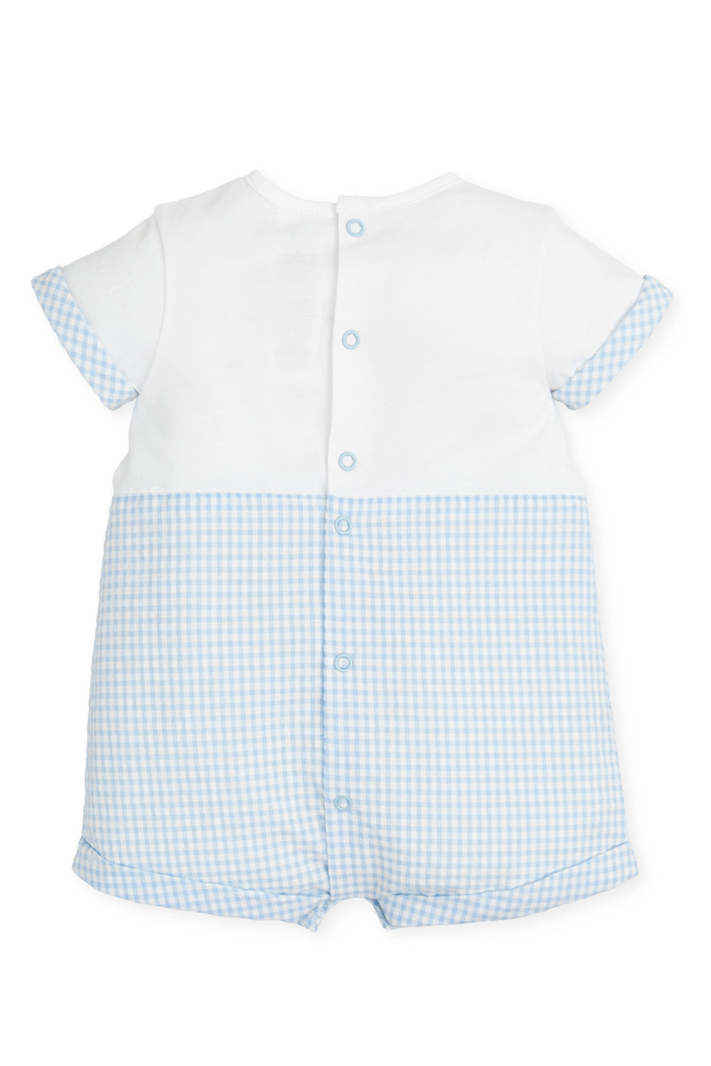 Tutto Piccolo "Amias" Blue Gingham Dungaree Romper | Millie and John