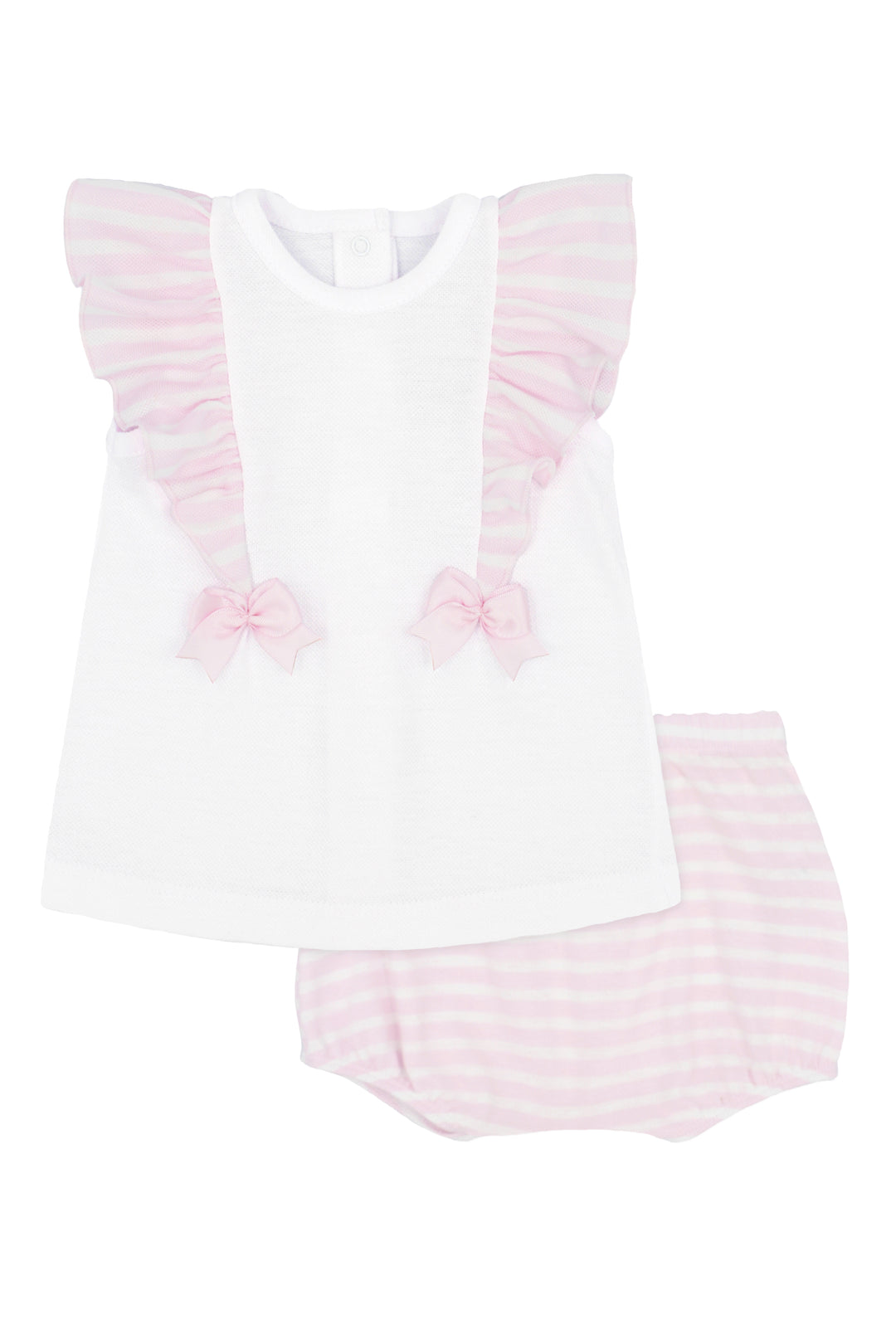 Rapife PREORDER "Lizzie" Pink Striped Piqué Blouse & Bloomers | Millie and John