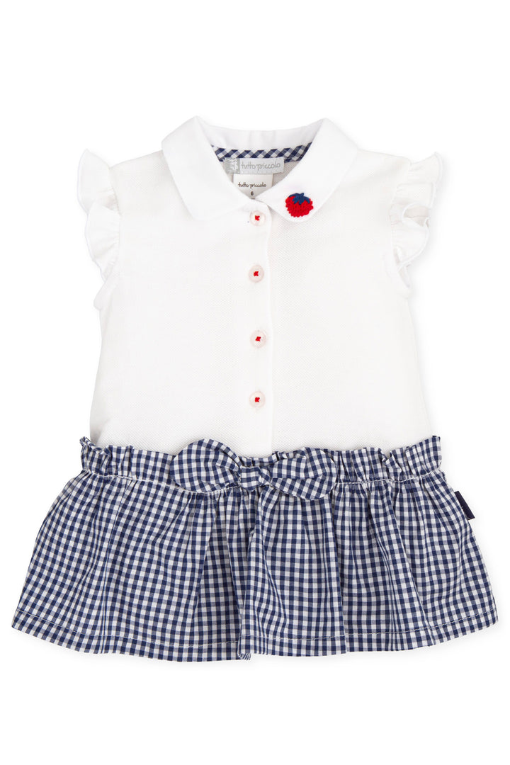 Tutto Piccolo "Lyra" Navy Gingham Tennis Dress | Millie and John