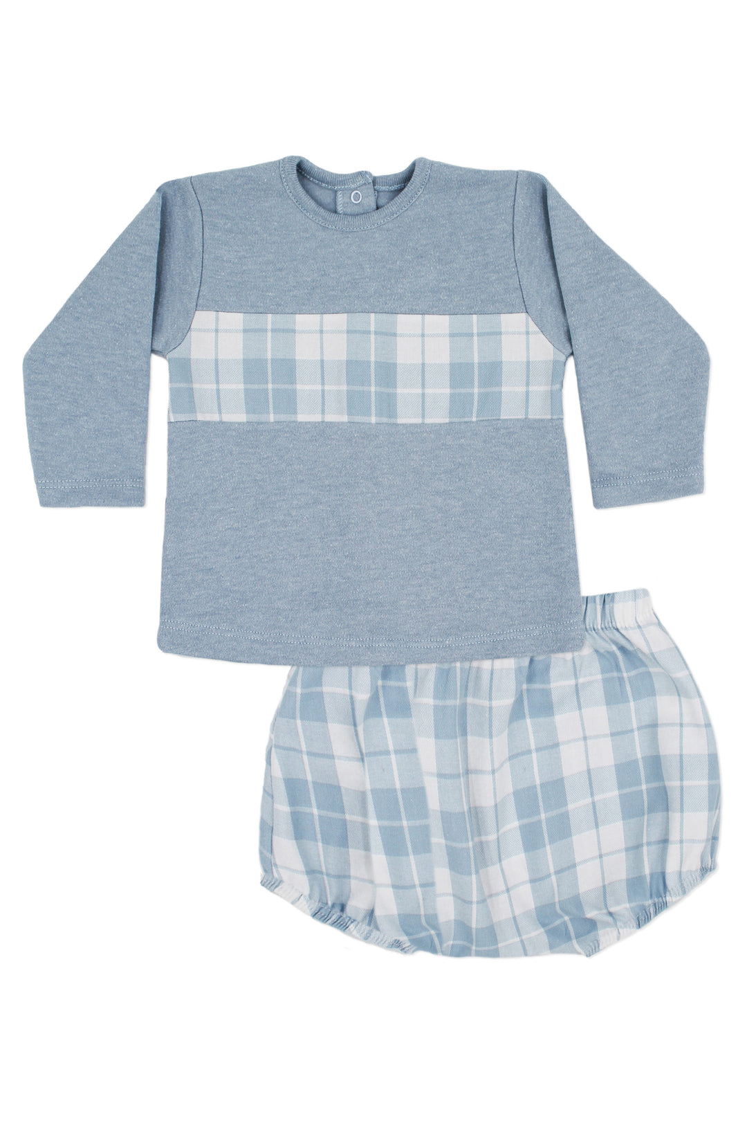 Rapife "Caleb" Dusky Blue Checked Top & Jam Pants | Millie and John