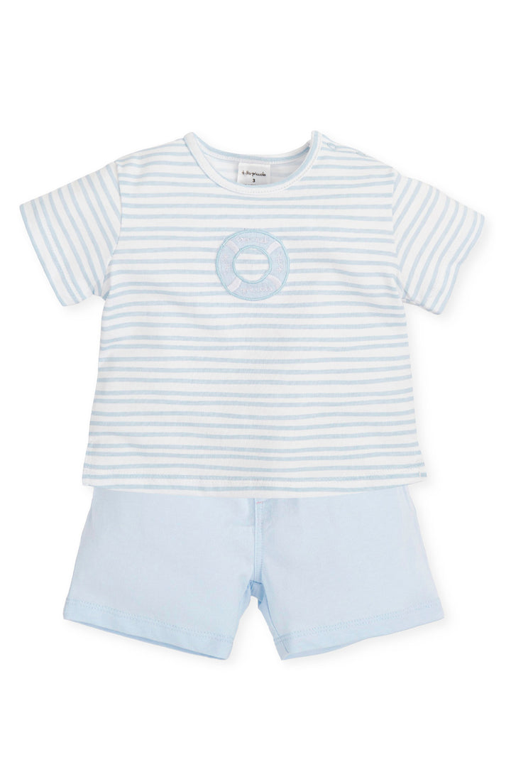 Tutto Piccolo "Casimir" Blue Stripe T-Shirt & Shorts | Millie and John