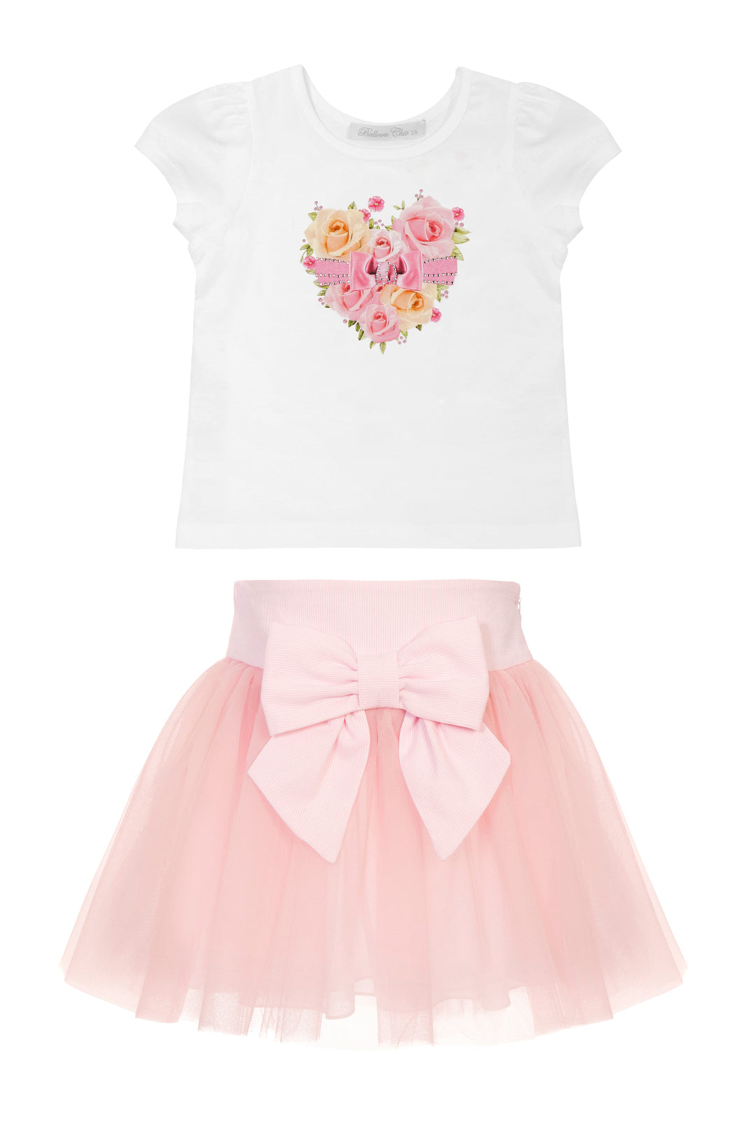 Balloon Chic "Dixie" White Floral Top & Pink Tulle Skirt | Millie and John