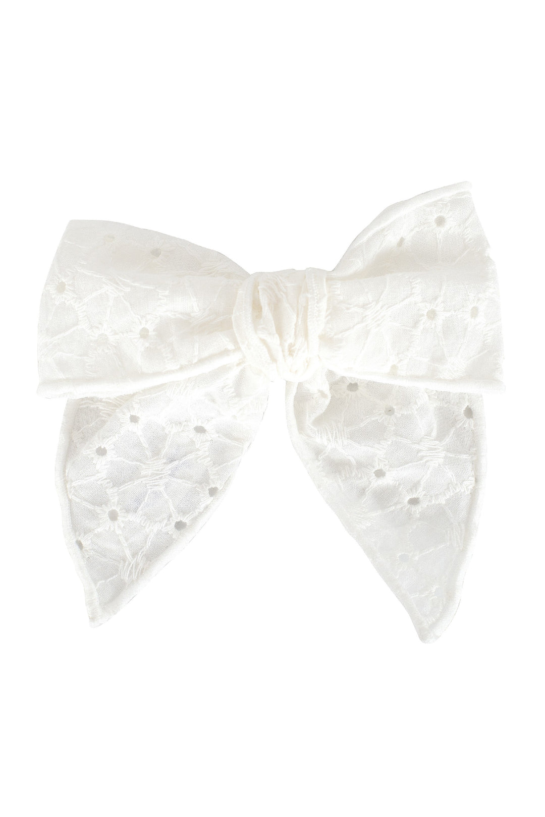 Calamaro White Broderie Anglaise Hair Bow | Millie and John