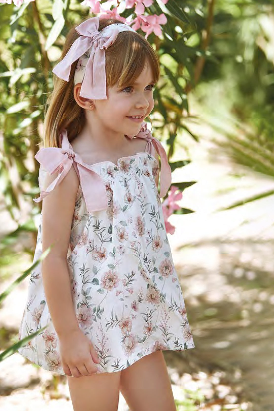 Juliana "Alia" Dusky Pink Floral Dress & Bloomers | Millie and John