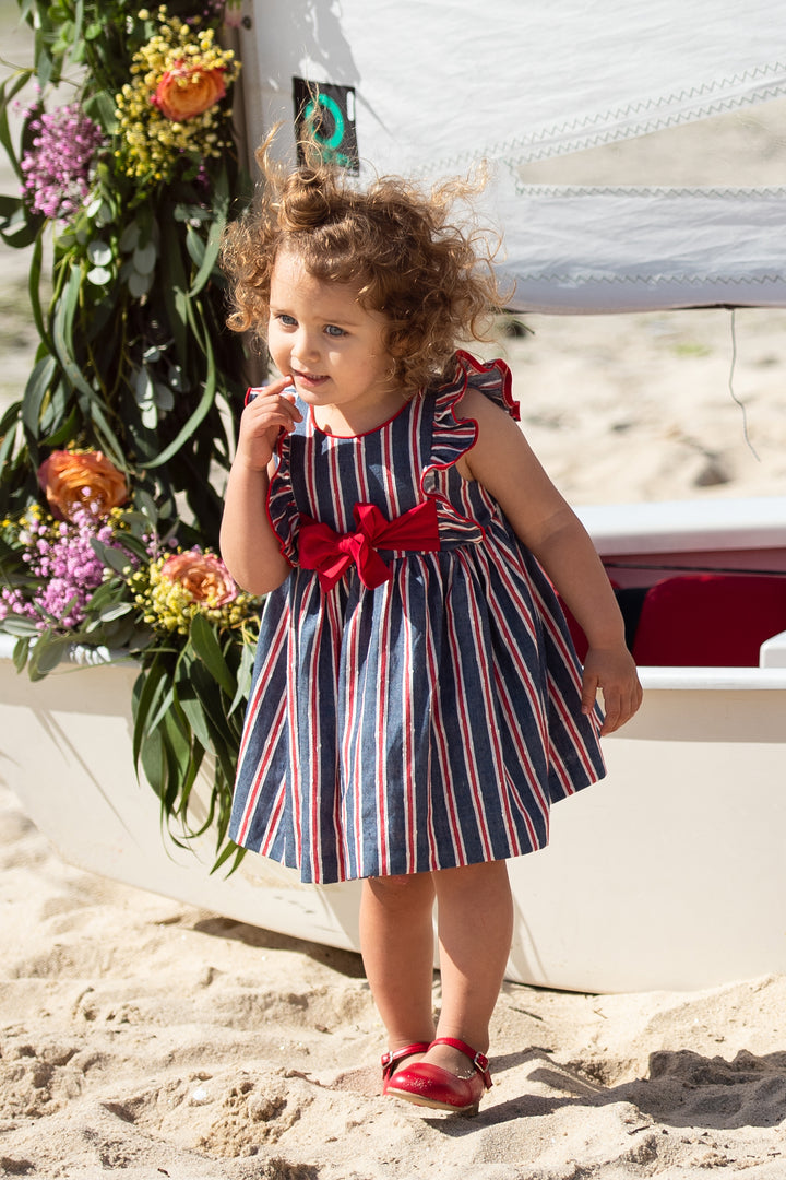 Foque PREORDER "Nellie" Navy & Red Striped Dress | Millie and John