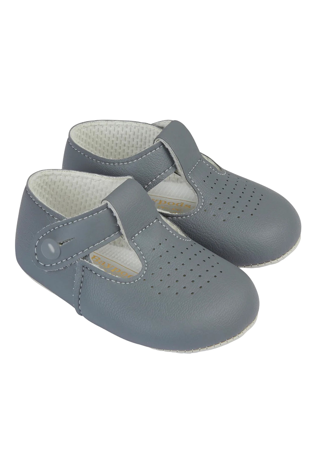 Baypods Grey T-Bar Soft Sole Shoes | Millie and John