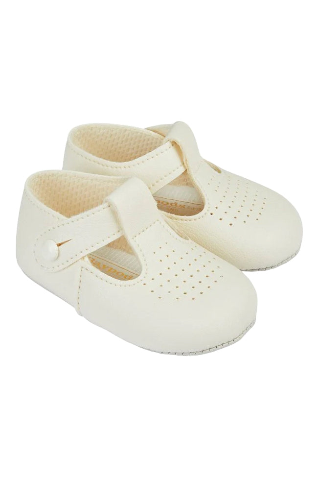 Baypods Cream T-Bar Soft Sole Shoes | Millie and John
