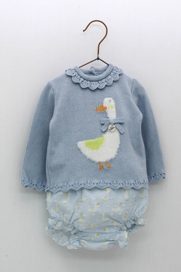 Foque PREORDER "Jemima" Blue Knit Duck Top & Bloomers | Millie and John