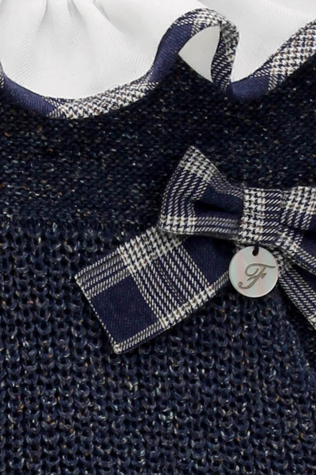 Foque "Eira" Navy Knit Top & Tartan Bloomers | Millie and John