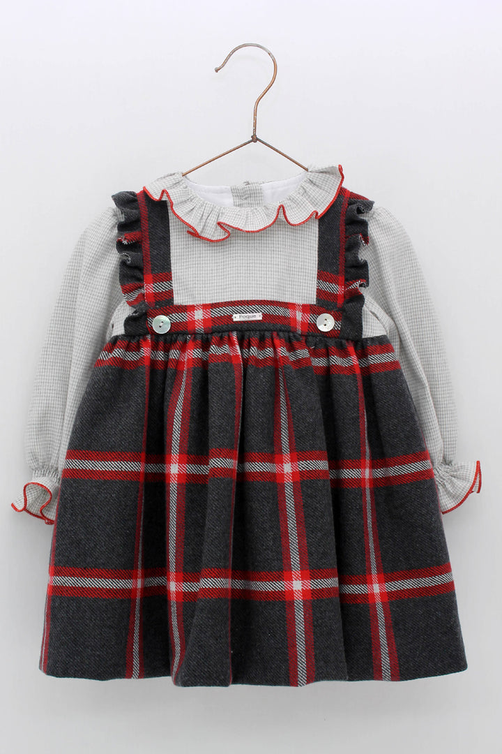 Foque PREORDER "Juniper" Red & Grey Tartan Dress | Millie and John