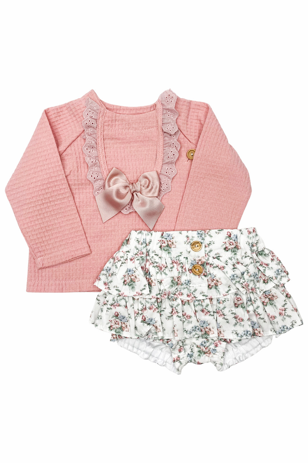 Valentina Bebes "Elena" Dusky Pink Top & Floral Shorts | Millie and John