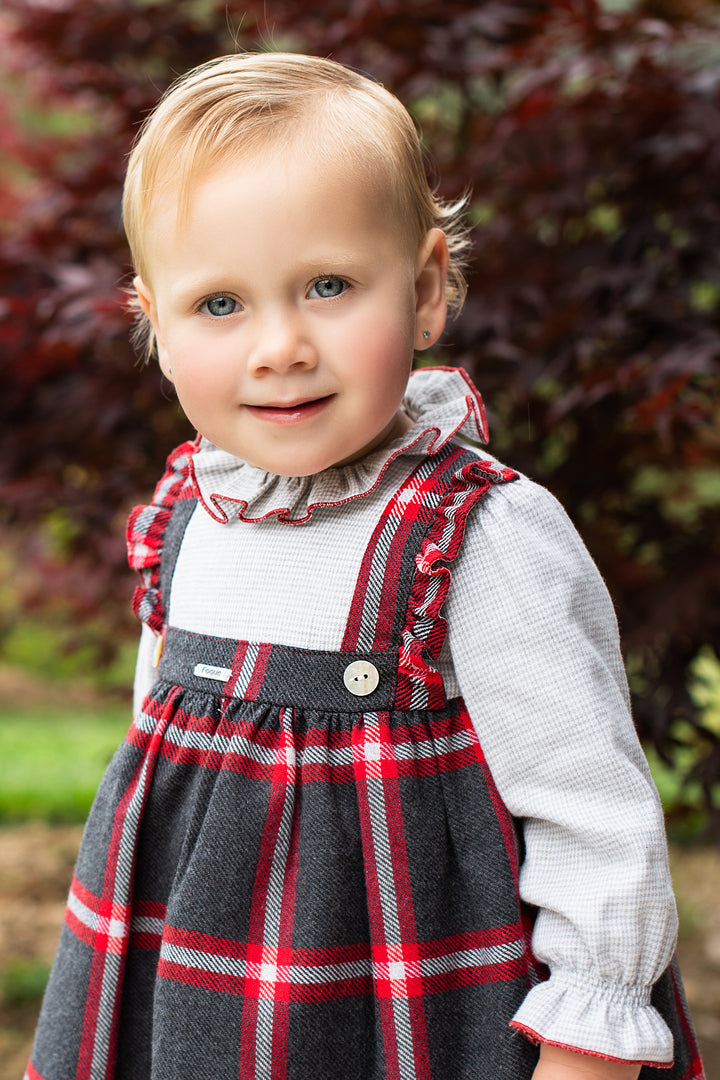 Foque PREORDER "Juniper" Red & Grey Tartan Dress | Millie and John