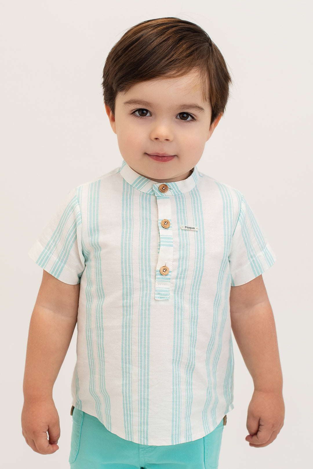 Foque "Rían" Turquoise Striped Shirt & Shorts | Millie and John