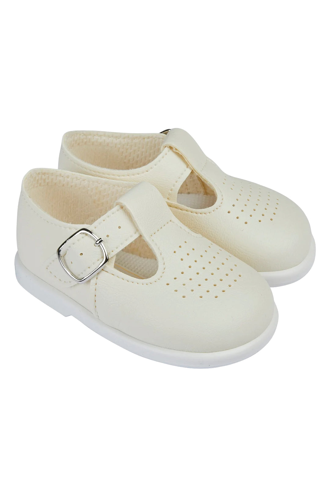 Baypods Cream T-Bar Hard Sole Shoes | Millie and John