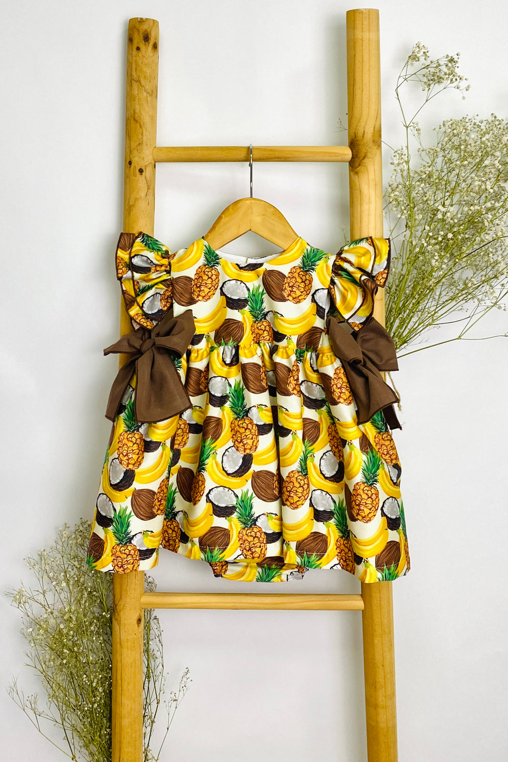 Nini "Idalia" Yellow Fruit Print Dress & Bloomers | Millie and John