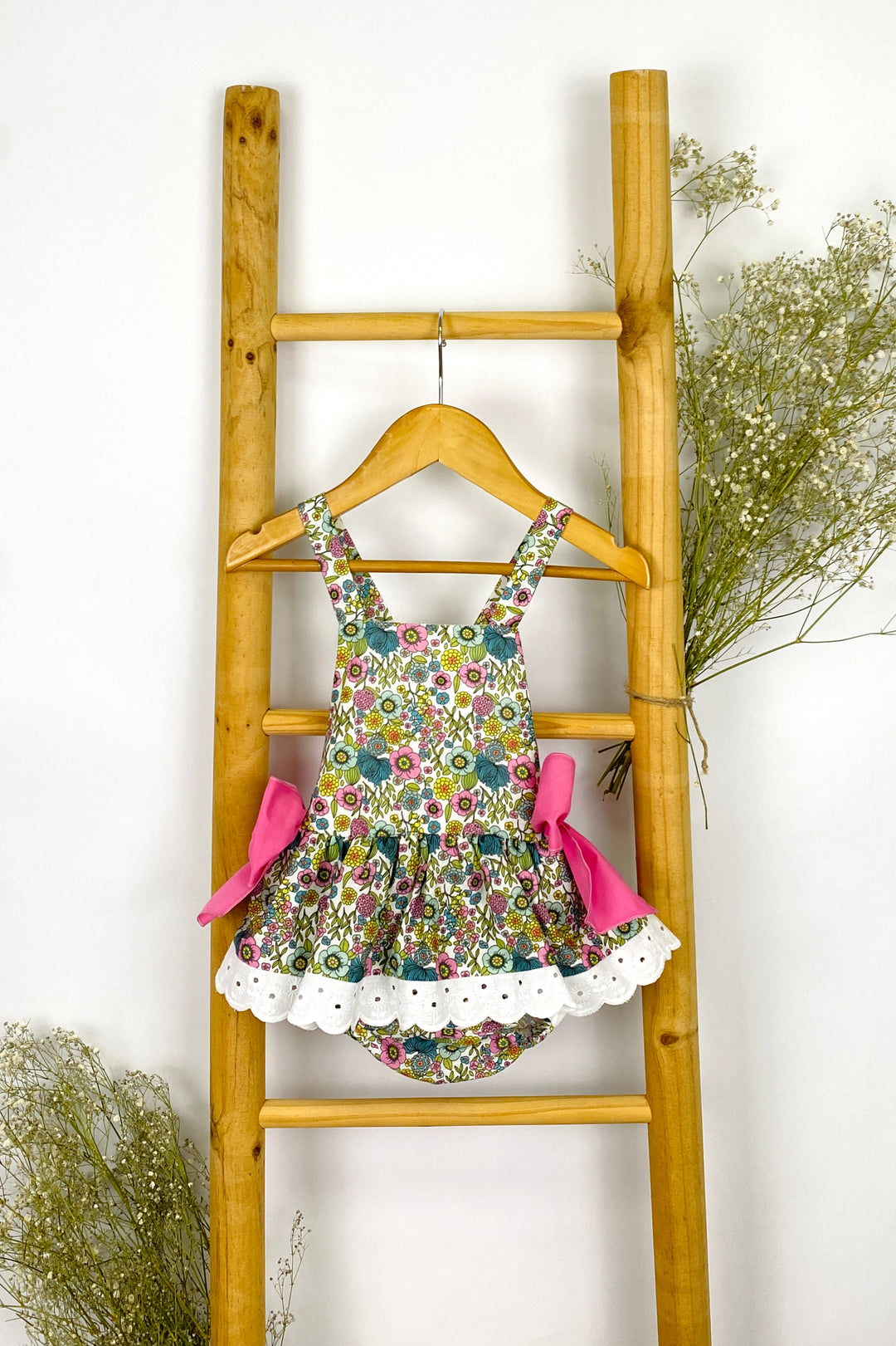 Pio Pio "Celina" Fuchsia Floral Print Dungaree Romper | Millie and John