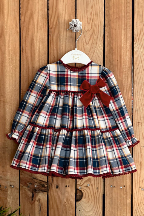 Valentina Bebes "Iris" Dusky Blue Tartan Dress & Bloomers | Millie and John