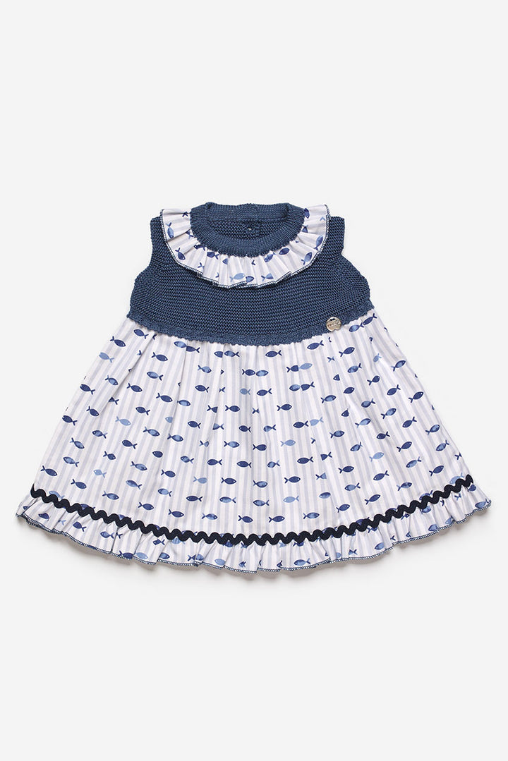 Juliana "Sara" Midnight Blue Half Knit Fish Dress | Millie and John