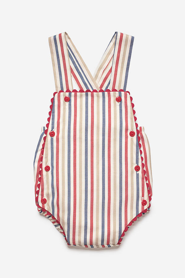 Juliana "Lenny" Red Striped Dungaree Romper | Millie and John