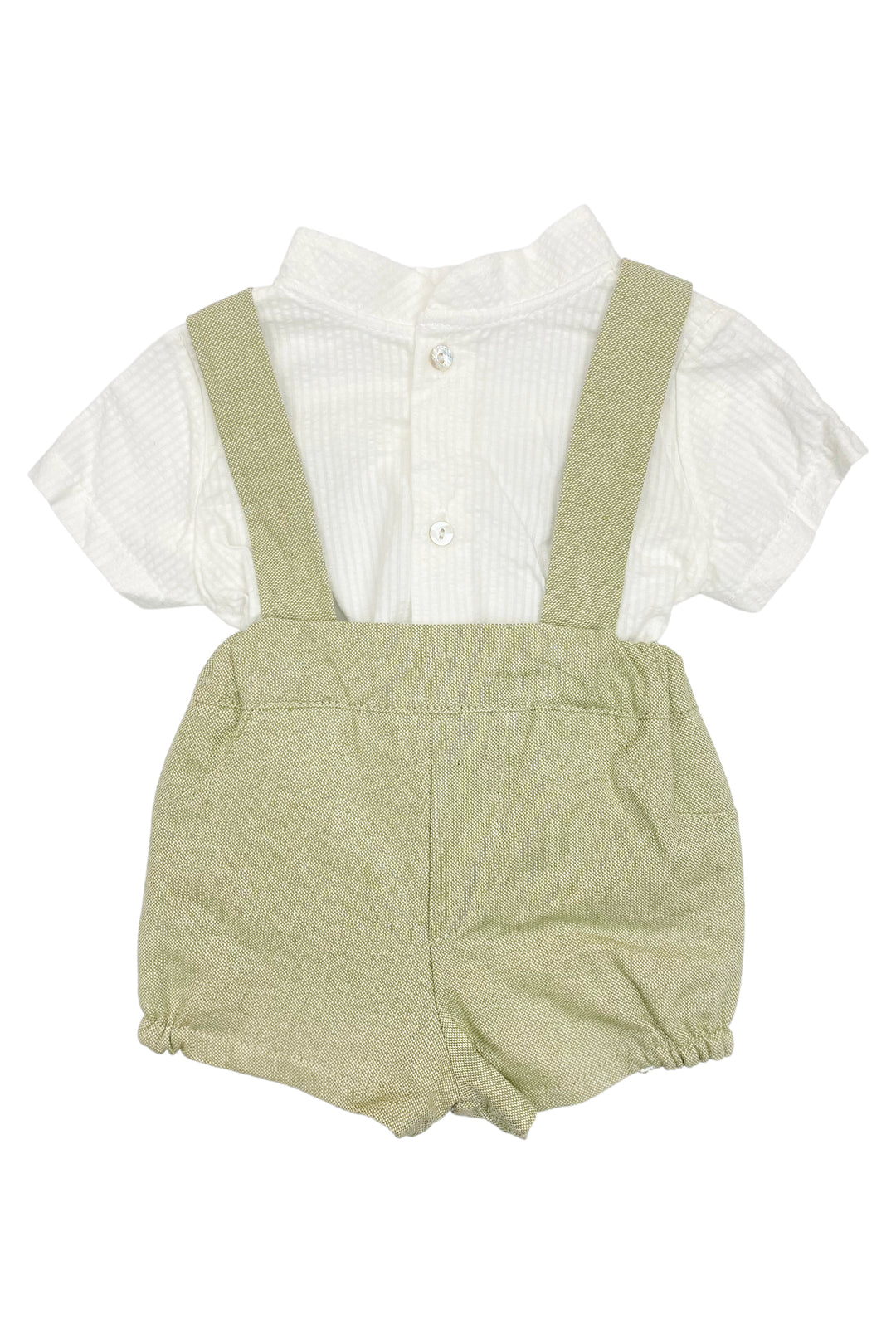 Valentina Bebes "Ambrose" Shirt & Sage Green Jam Pants with Braces | Millie and John
