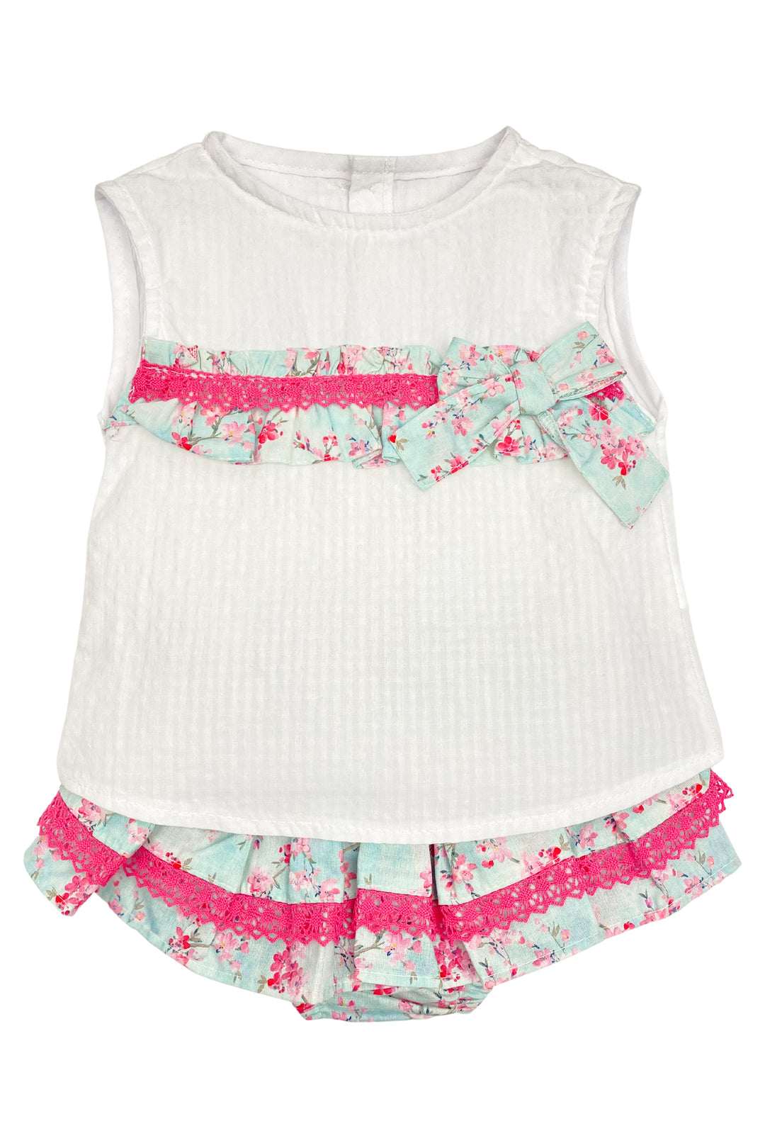 Valentina Bebes "Libby" Blue Floral Blouse & Skirt | Millie and John