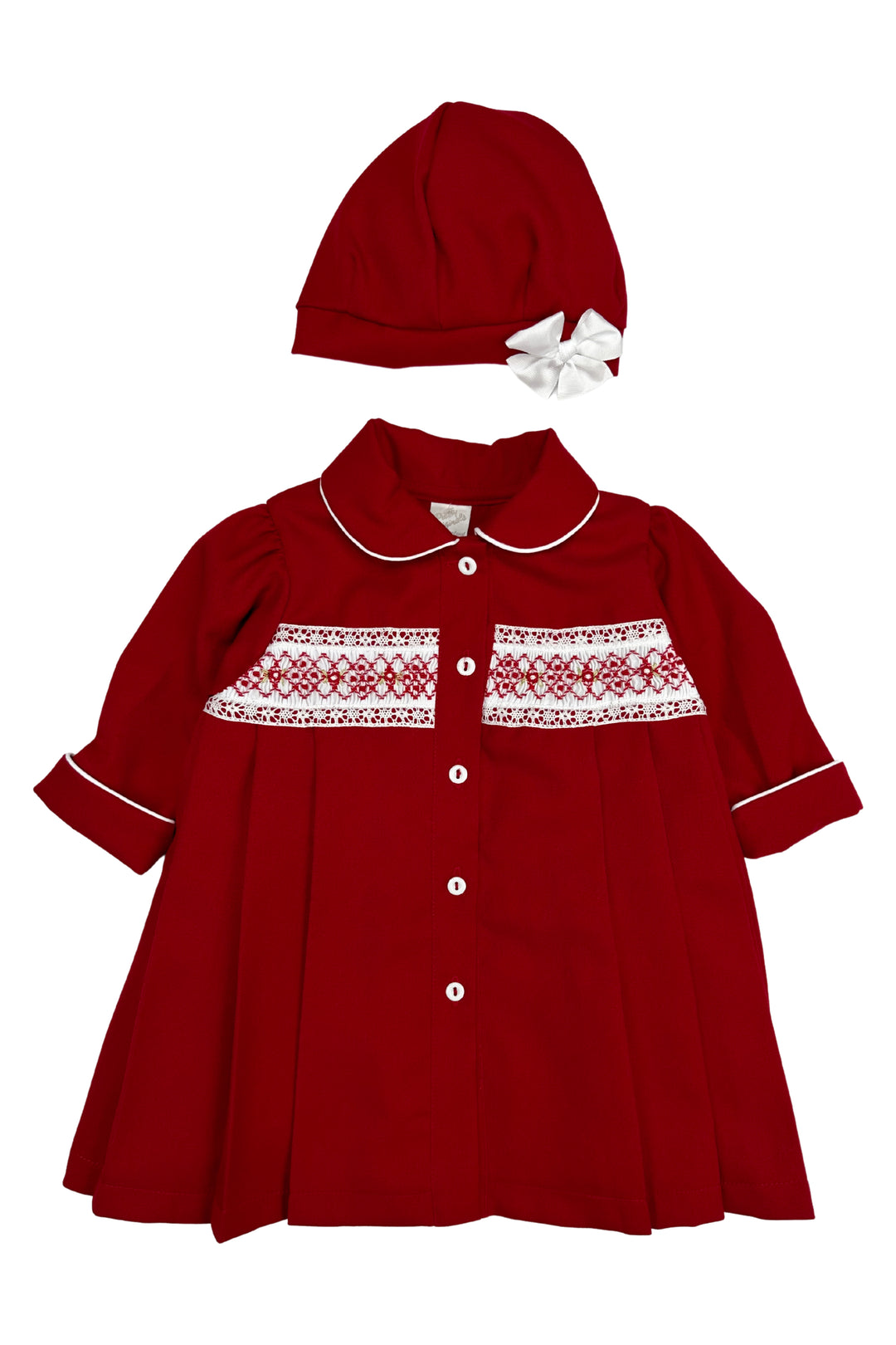 Pretty Originals "Gabrielle" Red Smocked Coat & Hat | Millie and John