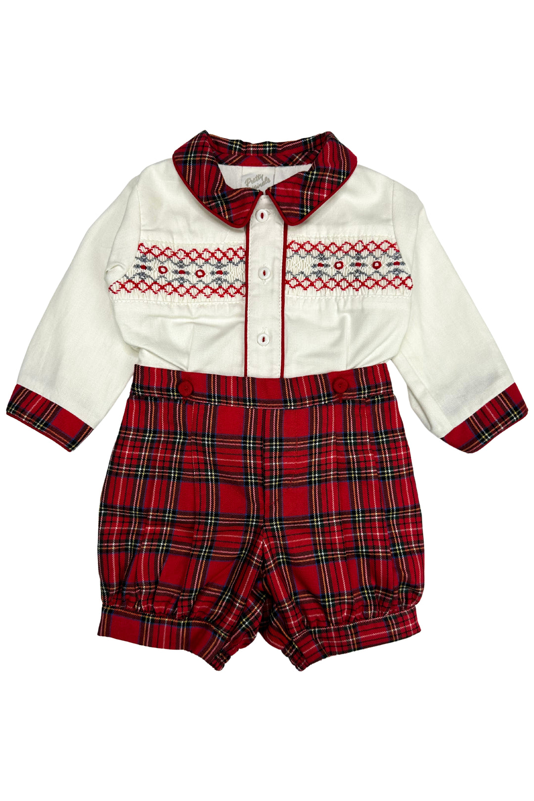 Pretty Originals "Alfredo" Red Tartan Smocked Shirt & Shorts | Millie and John