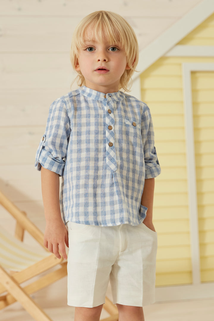 Martín Aranda "Oberon" French Blue Gingham Shirt &amp; Shorts | Millie and John
